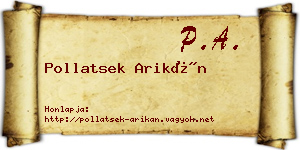 Pollatsek Arikán névjegykártya